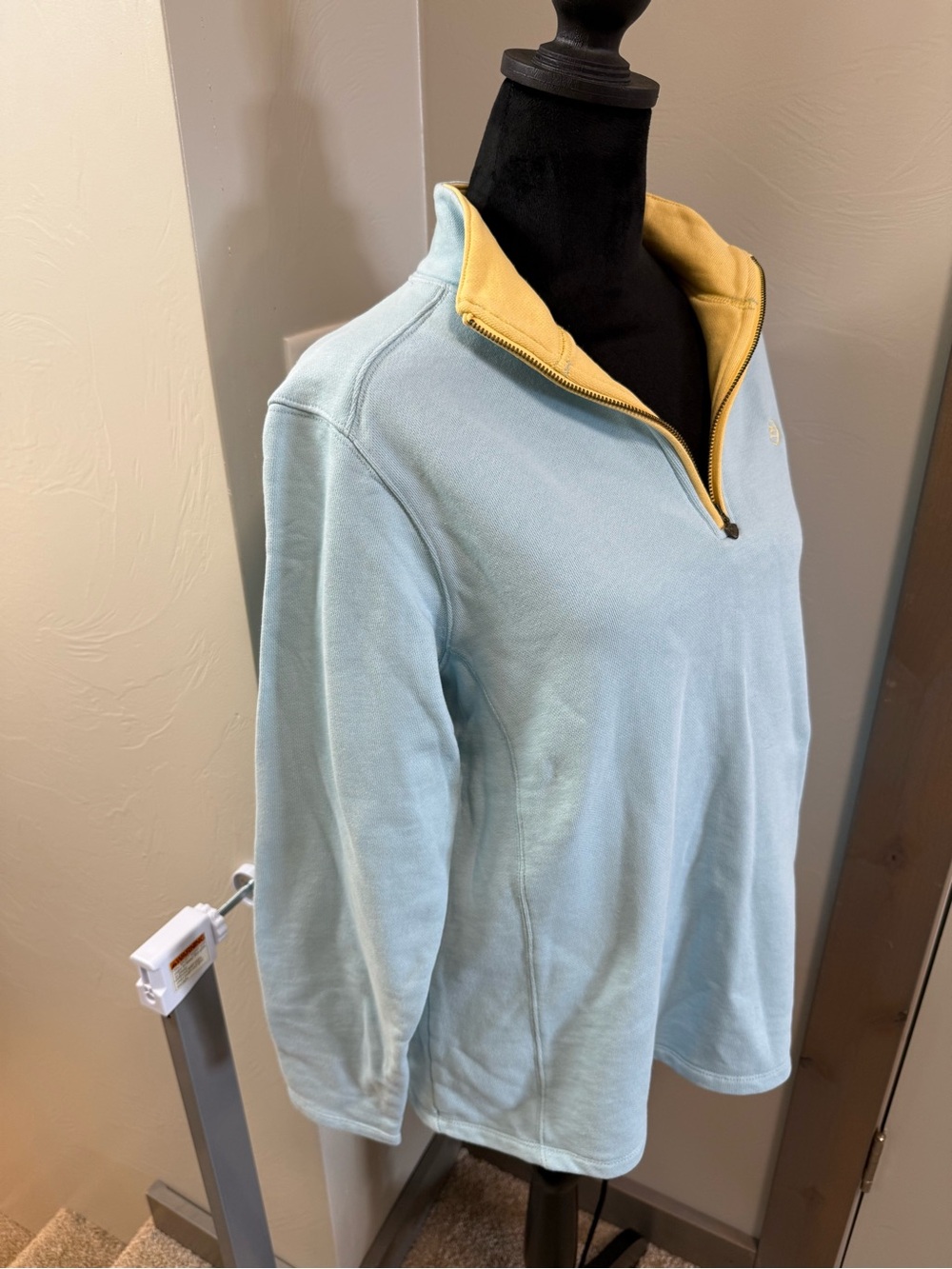 Ariat Pullover Western Baby Blue Barrel Racing 1/4 Zip Rodeo Sweatshirt Lg - Picture 4 of 9